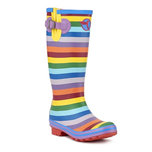 Bottes de pluie Evercreatures femme arc-en-ciel en caoutchouc imperméable et confortable