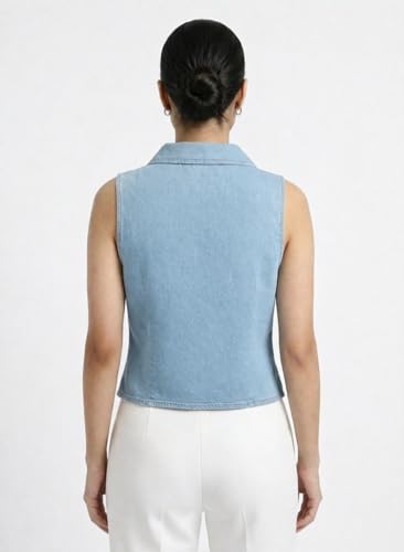 Image of Glam & Chique Women's Regular Fit Summer Sleeveless Denim Vest XS-L