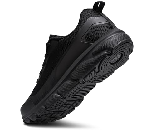 Image of LARNMERN Steel Toe Shoes for Men,Lightweight Work Safety Fashion Sneakers Slip On Walking Comfortable Indestructible Construction Tennis Shoe 51597(11.5 Men, Black)