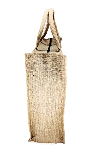 Image of Cycle & Corn Design Jute Bag with Zip Closure | Tote Lunch Bag | Multipurpose Bag (6)