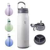 BOTTLE BOTTLE 24oz Insulated Water Bottle Stainless Steel Sport Water Bottle with Straw and Adjustab