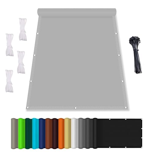 Sonnenschirm Segel, Balkonverkleidung mit Seil 2x3M, Sonnensegel Wasserdicht mit ösen, Wasserabweisend Imprägniert 95% Uv-Block, für Garten Terrasse Camping Hellgrau