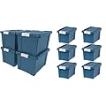 IRIS USA 20 Gallon Lockable Storage Bins with Lids (4 Pack) + IRIS USA 5 Gallon Lockable Storage Bins with Lids (6 Pack) - Stackable Containers, Heavy-Duty, Eco-Friendly, Navy, Made in USA