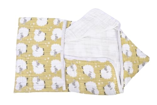 Toalha Fralda 3 Camadas Soft De Banho Capuz Bebe Bordada Ovelha Cor Bege 100% Algodão 85cmx85cm