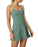 GYM RAINBOW Women's Built-in Bra Workout Dress Adjustable Straps Exercise Tennis Dress with Biker...