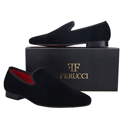 FERUCCI Black Velvet Square Toe Loafer Slippers Flat Prom Wedding3