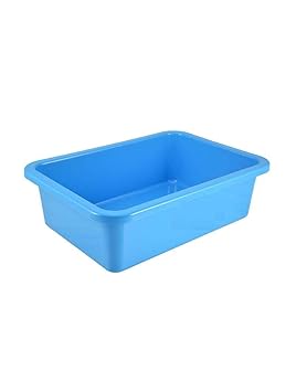 Unbreakable Plastic Large Multipurpose Tray Big Size Rectangular Storage Basket for Kitchen Fruit Vegetables Grocerie Clothes Stationery Newspaper Office Organizer 48 x 34 x 14.5 cm Blue