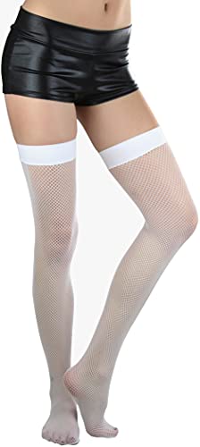Image of ToBeInStyle Women's Fine Classic Fishnet Thigh High Stretch Nylon Novelty Stockings