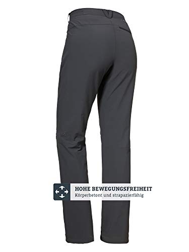Schöffel Damen Pants Engadin, Outdoor Hose, strapazierfähige Wanderhose für Frauen, Wasserabweisende Damen Hose mit sportlichem Schnitt, Charcoal, 38