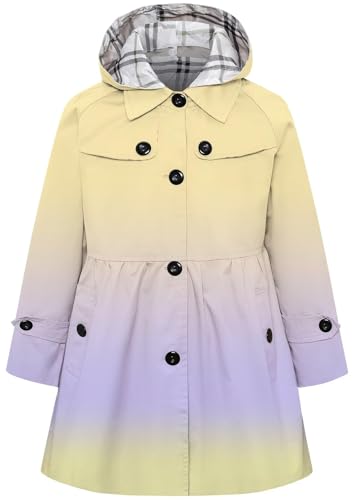 Image of Betusline Girl's Single Breasted Trench Coat Hooded Dress Coat Outerwear, 2-14 Years