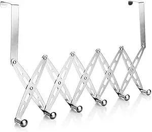World Gift Mart Stainless Steel Foldable No-Drill Over-The-Door Hanger | 6-Hook Expandable Clothes Organizer | Rust-Resistant Space-Saving Rack for Bedroom, Bathroom, Kitchen & Entryway-image-34
