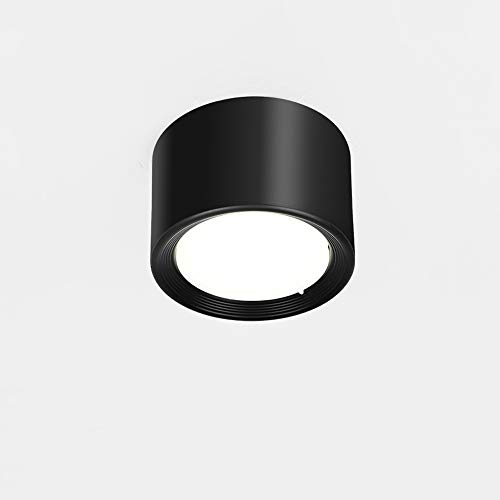 HJZY 18W LED Spotlight Luz de Techo Downlights Luces montadas en la Superficie para baño Cocina Sala de Estar Dormitorio Luces de Techo de Techo AC85-265V (Color : Black, tamaño : White Light)