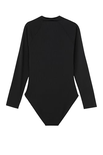 Image of Gottex Kids Girls Summer Rib Textured Long Sleeve Zip Front One Piece Swimsuit Built-in 50+ UPF UV Protection Swimwear