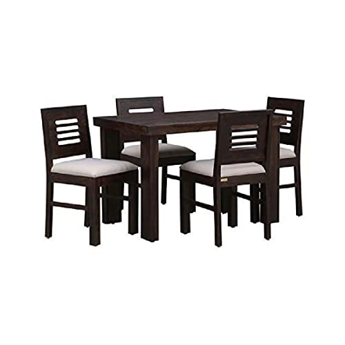Image of Furnire Carp Sheesham Wood Urban 4 Seater Dining Table with 4 Cushion Chairs for Living Room Home || Solid Wood Dining Room Sets Furniture for Dinner Rooms & Hotels (Walnut Finish)