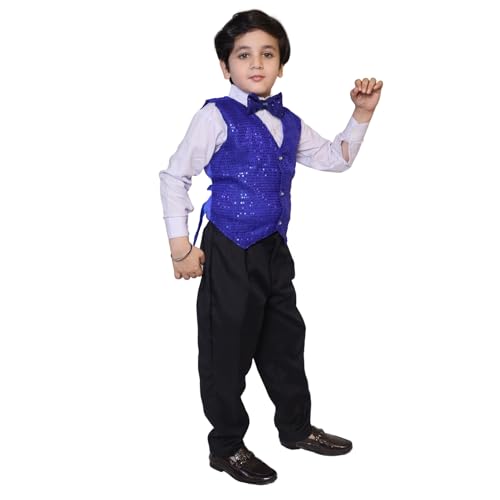 Image of Kaku Fancy Dresses Plain Waistcoat for Kids /Plain Jacket for Kids | Sequin Work Shinning Waist Coat For Annual Day Dance Competition (Only Jacket /Waistcoat - Shirt & Pant Not Included)