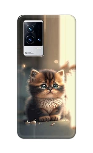 Image of PRINTFIDAA Printed Hard Back Cover Case for Vivo IQOO 9 5G Back Cover (Cute Cat) -112