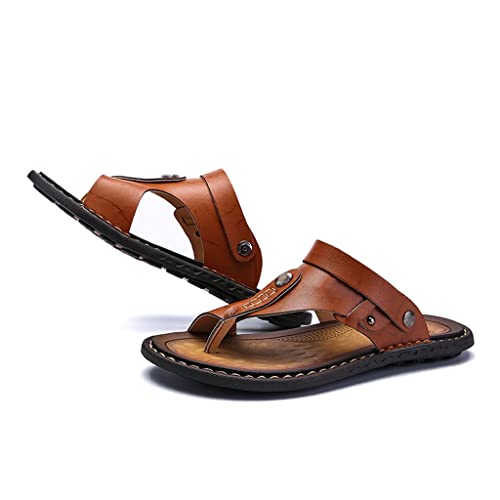 Men Sandals Genuine Split Leather Men Beach Sandals Men Casual Shoes Flip Flops Slippers Sneakers(40)3