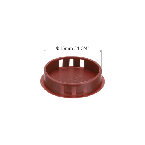 Image of MECCANIXITY 64PCS 45mm(1 3 /4 inch) Red Brown Plastic Hole Plugs, Flush Type Panel Hole Plugs Insert End Caps for Locking Hole Tubes Furniture Cabinet