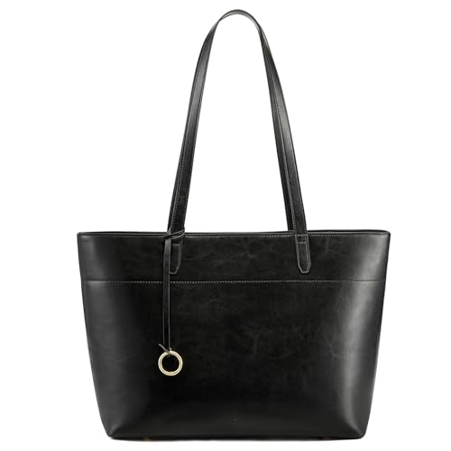 Image of Kattee Vintage Genuine Leather Work Tote for Women | Spacious interior with a zip compartment for organized work, travel, and everyday essentials.