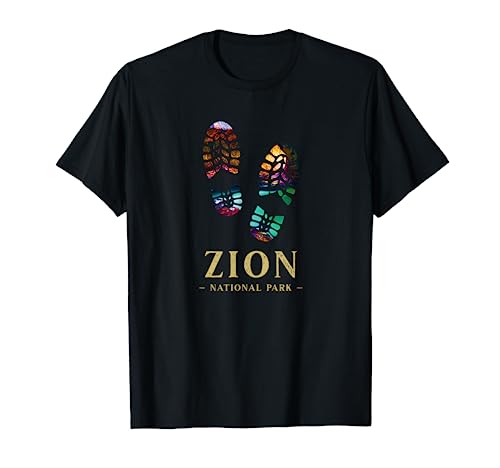 Zion National Park Hike Hiking Boot Print Vacation Souvenir T-Shirt