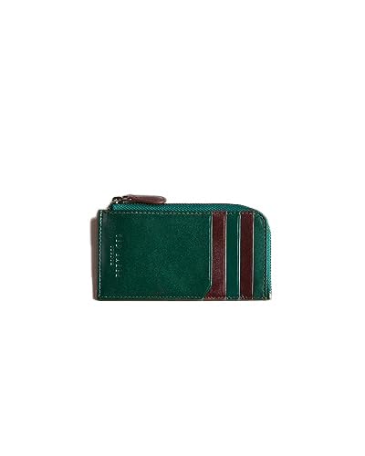 Ted BakerLondon Mens Nanns Contrast Detail RFID Blocking Leather Zip Around Coin Card Holder Wallet Pouch in Green