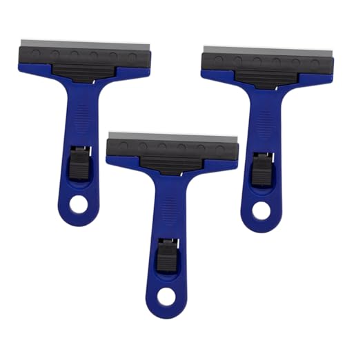 GRIRIW 3 Piezas Portátiles Espátulas de Limpieza para Pared y Suelo Rasquetas Reemplazables para Cristales y Juntas Herramientas Duraderas para Hogar Azul