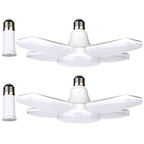 LED Garage Light 2 Pack E26 60W Deformable LED Garage Ceiling Lights 6000LM