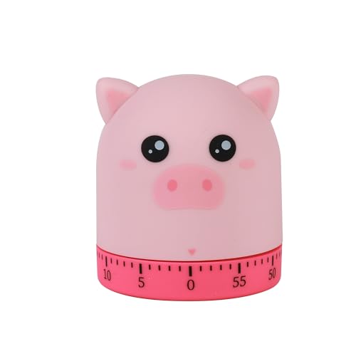 I-TOTAL® -Timer da Cucina analogico con ring finale a 360°, a Forma di Animale, Conto alla Rovescia 60 Minuti Allarme Rotante a Contaminuti da Cucina (PIGGY)