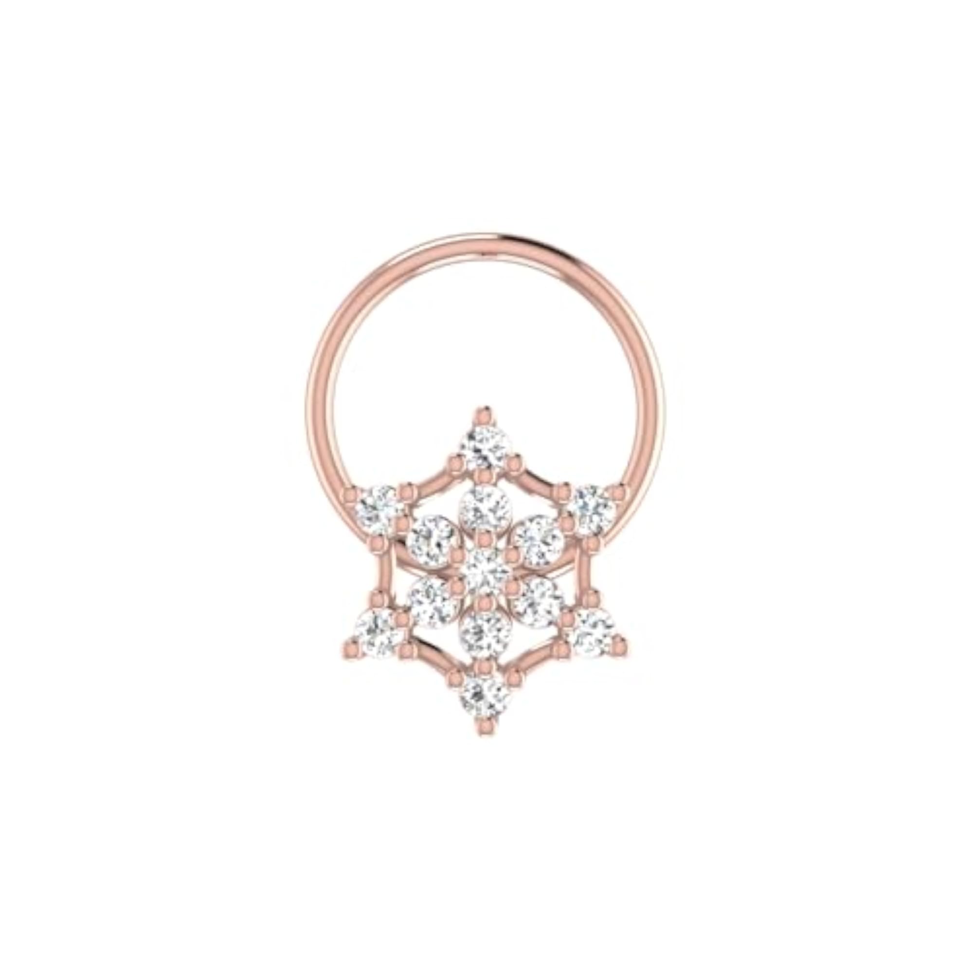 Women's 14Kt Rose Gold Stud Nose Ring, Classic