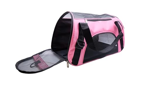 Image of ZaneSun Cat Carrier,Soft-Sided Pet Travel Carrier for Cats,Dogs Puppy Comfort Portable Foldable Pet Bag Airline Approved (Medium-LightPink)