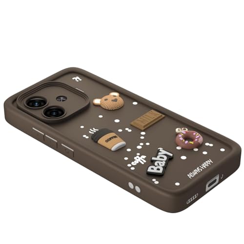 Image of Bintage Ball Bear| Donut| Milk Cake| Baby| Coffee Rubber Case Camera Protection Back Cover Compatible for iQOO Neo 10R 5G - Brown