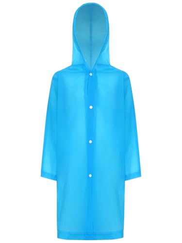 Aislor Raincoat Rain Poncho for Kids Boys Girls Reusable EVA Rain Coat Water Resistant Button Jacket with Hood