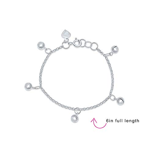 Dainty Dangling Pattilu India Jingle Bells Bracelet For Women Girls Very Small Wrists 6 Inch .925 Sterling Silver Bells Are Silver Plated #TOP2
