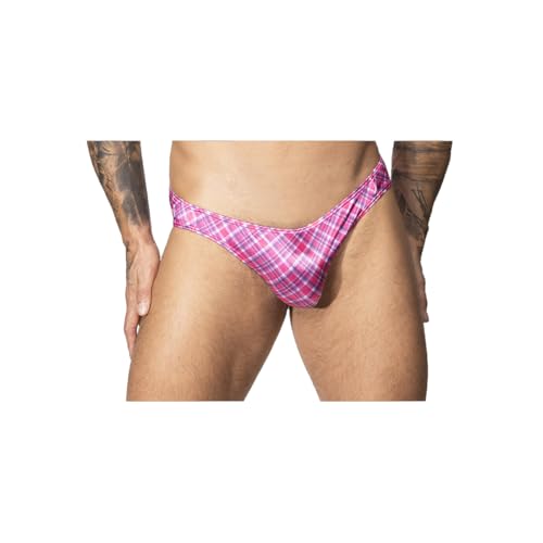 Body Aware Red Plaid Satin Pouch Brief
