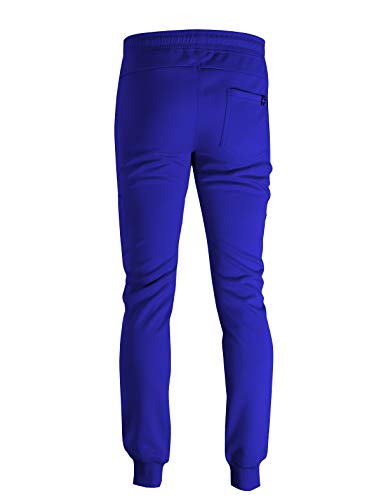Image of Screenshot SPORTS-A4053 Mens Premium Slim French Terry Spandex Fleece Pants - Athletic Jogger Fitness Workout Gym Zipper Pockets