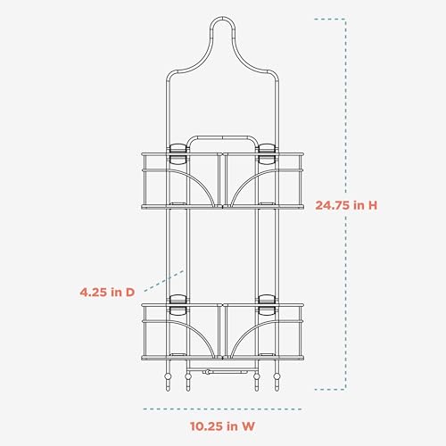 Zenna Home With Baskets That Slide Out to accommodate Hose, Versatile Storage Solution for Your Bath Area. Rust-Resistant Expandable Over-The-Shower Caddy, Bronze