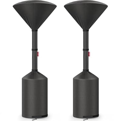 QH.HOME Winter Patio Heater Covers, [2025 Upgraded Tear-Resistant Fabric] Waterproof with Robust Zipper ,Height fit 87"-92",Dustproof/Wind/Sunlight/Snow-Resistant, 2 Pack-Black