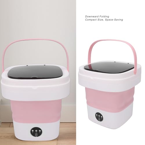 Ymiko Mini Portable Washing Machine 14L Foldable Washer Brushless Motor 3 Time Settings 5 & 10 Mins Quick Deep Clean with Drain Basket for Underwear Socks Towels Travel Home Dorm