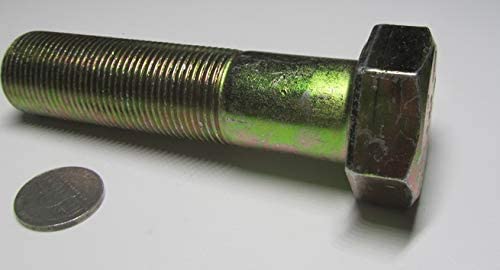 Grade 8 Zinc Yellow Plated Steel Bolts RH PT 1"-14 x 4.00 Length 1 pc