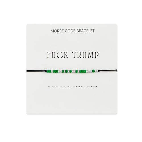 LIU JUN Fck Trump Morse Code Bracelet For Women, Adjustable Boho Activist Anti-Trump Stacked Beaded Bracelets To My Best Friend Originality Gift Jewelry