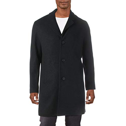 Cole Haan Mens Grand Series Winter Wool Blend Top Coat Navy M