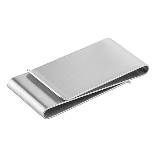 Paper Money Clip Stainless Steel Money Clip Bi-Fold Metal Money Clip Creative Change Money Clip for Men(Silver,6.5 * 3.5 * 0.1cm)
