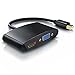 Produktbild CSL - 2 in 1 Mini DisplayPort auf VGA/HDMI Adapter Konverter für Monitor, Projektor, PC, Fernseher, Schwarz