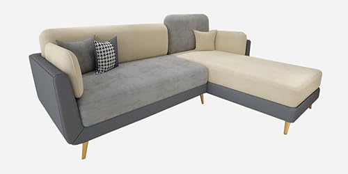 Image of Black Wood Modern Montez LHS Sectional Sofa (2 + Lounger) with Extra Luxury Comfort for Bedroom, Living Room, Dining Room, Drawing Room, Home Office in Bug Resistant Wood Structure