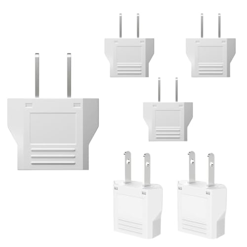 Pack 6 Uds. Adaptadores de Enchufe Americano. Adaptadores 6A 110/250V de Viaje a EE.UU-Canada-Cuba-México-Japón (Blancos)