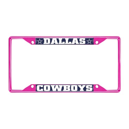 FANMATS 43437 NFL - Dallas Cowboys License Plate Frame - Pink – Easy Installation on Truck, SUV, Car - Ideal Gift for Die Hard NFL Fan