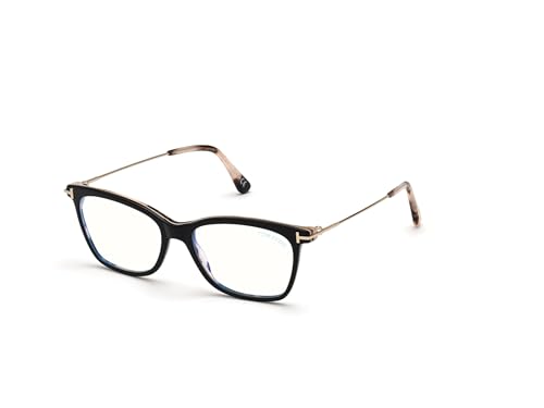 Image of Eyeglasses Tom Ford FT 5712 -B 005 Shiny Vintage Pink Havana /Blue Block Lenses