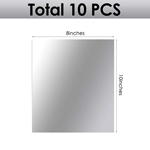 BBTO 10 Pieces Self Adhesive Mirror Stickers 8 x 10 Inch Flexible Cut to Size Mirror Sheets Wall Frameless Small Sheets for Home Living Room Wall Decor
