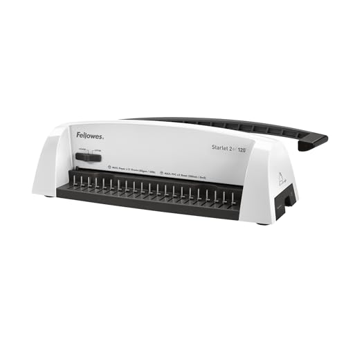 Machine à relier Fellowes Starlet 2+ – Perfore 12 feuilles A4 – Reliure manuelle à anneaux plastique – Relie jusqu’à 120 feuilles – Parfaite pour...