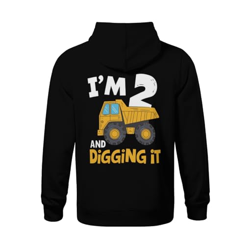 Kids Construction Boy 2 Years Old Two 2yr 2th Birthday Boys Girls Lightweight Kangaroo Pocket Fleece Hoodies3